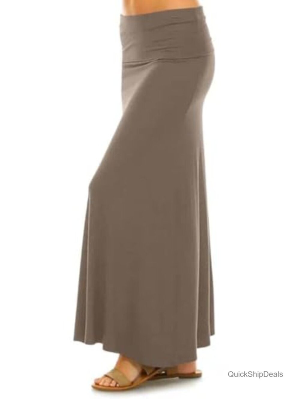 Stretchy Maxi Skirt for Women A-Line Flared Hem Nylon Spandex Blend